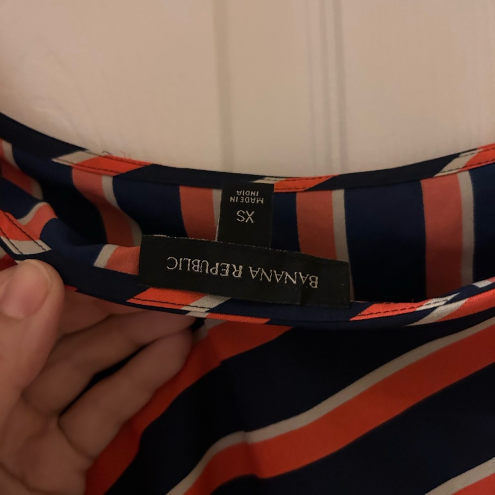 Banana Republic Navy and Red Striped Blouse - Picture 5 of 5